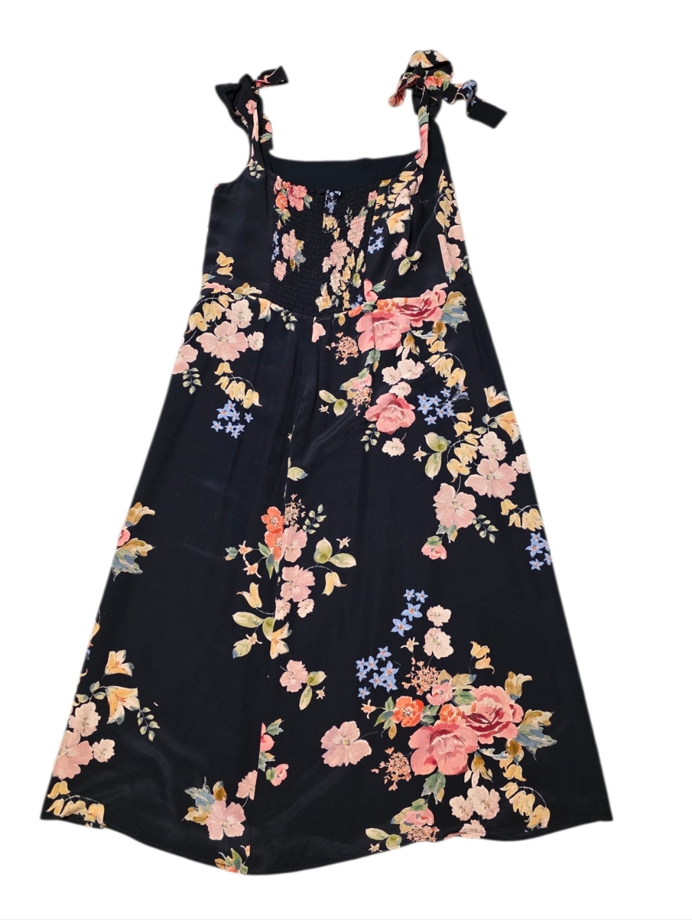 Sézane Dorotha Dress in Calvi Floral Black Pink Midi 100% Silk– Size EU 44/12 US - Picture 3 of 14